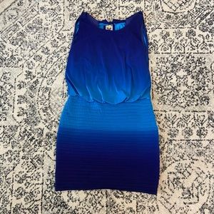 Tropical Bodycon Blue Ombré Dress